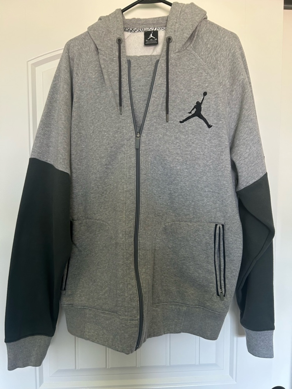 Men’s Jordan Gray and Black Zip-Up Hoodie with Jumpman Logo